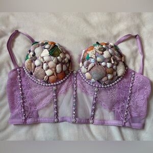 Victoria's Secret Lavender Seashell Embellished Bralette with Mermaid Tail